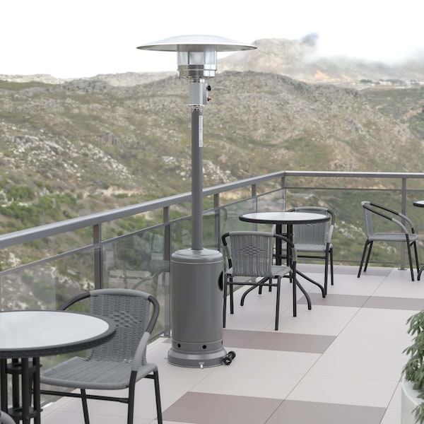 Flash Furniture Round Outdoor Patio Heater - Silver -7.5 Feet Tall NAN-HSS-AGH-SL-GG - main